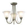 Boston 3 Light Semi Flush Antique Brass complete with Glass by Dar Lighting