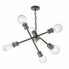 Brigade 6lt Pendant Black & Antique Brass by Dar Lighting