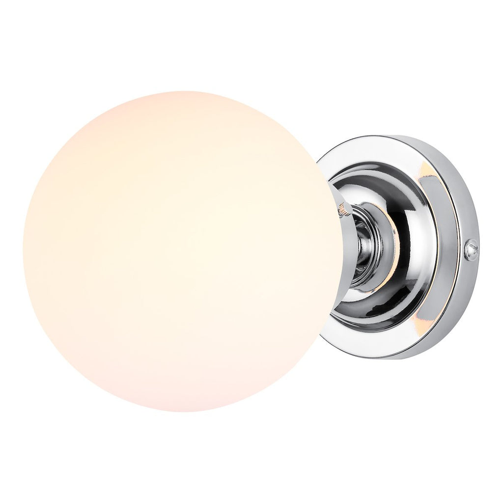 Buckley single wall light, polished chrome, IP44 rated by David Hunt Lighting