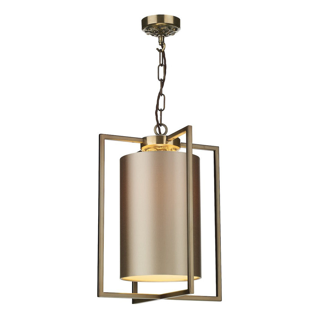 CHISWICK Single pendant with shade in Antique brass by David Hunt Lighting