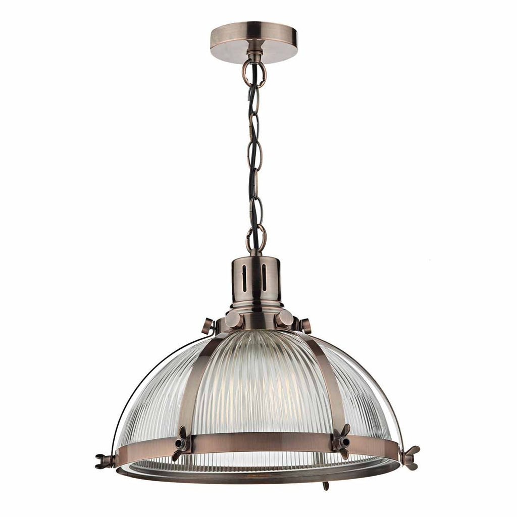 Debut 1 Light Pendant Brushed Antique Copper by Dar Lighting