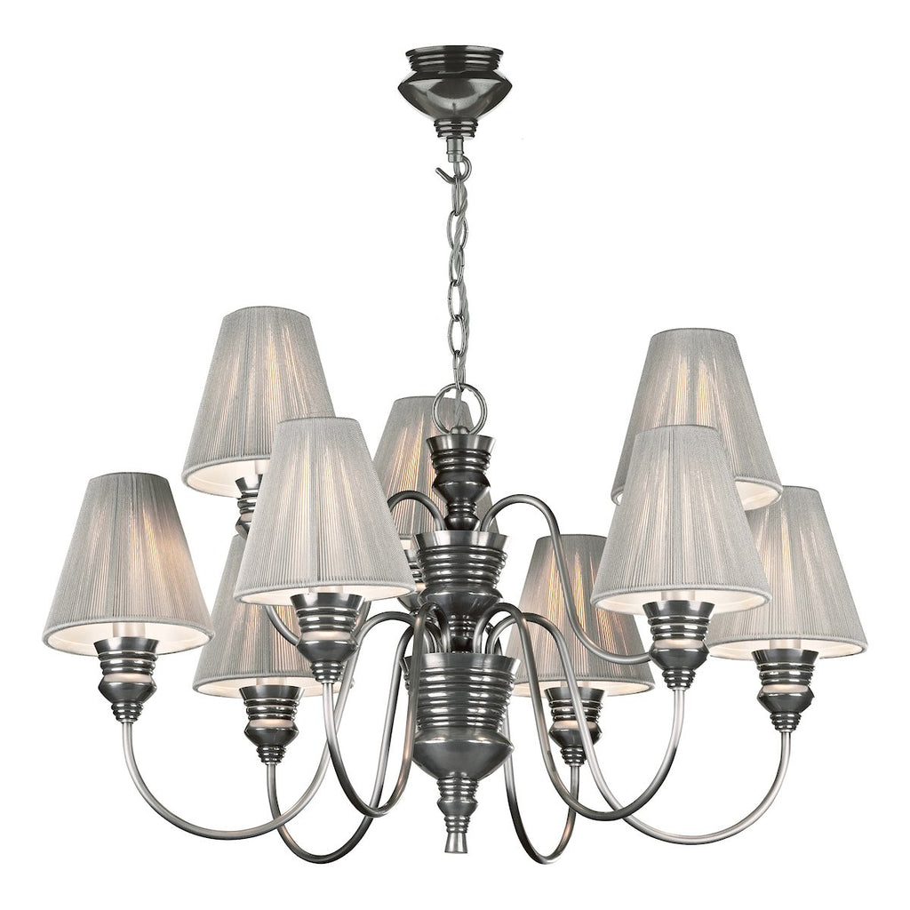 Doreen 9 Light Pendant Pewter complete with String Shades by David Hunt Lighting