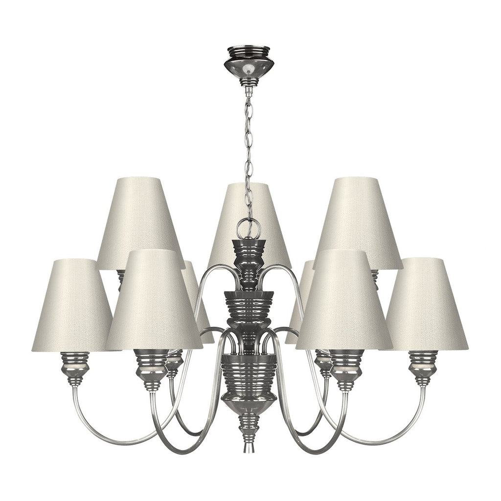 Doreen 9 Light Pendant Pewter complete with Bespoke Shades (Specify Colour) by David Hunt Lighting