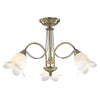 Doublet 3 Light Semi Flush Antique Brass complete with Alabaster Glass by Dar Lighting