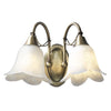 Doublet Double Wall Light Antique Brass complete with Alabaster Glass by Dar Lighting