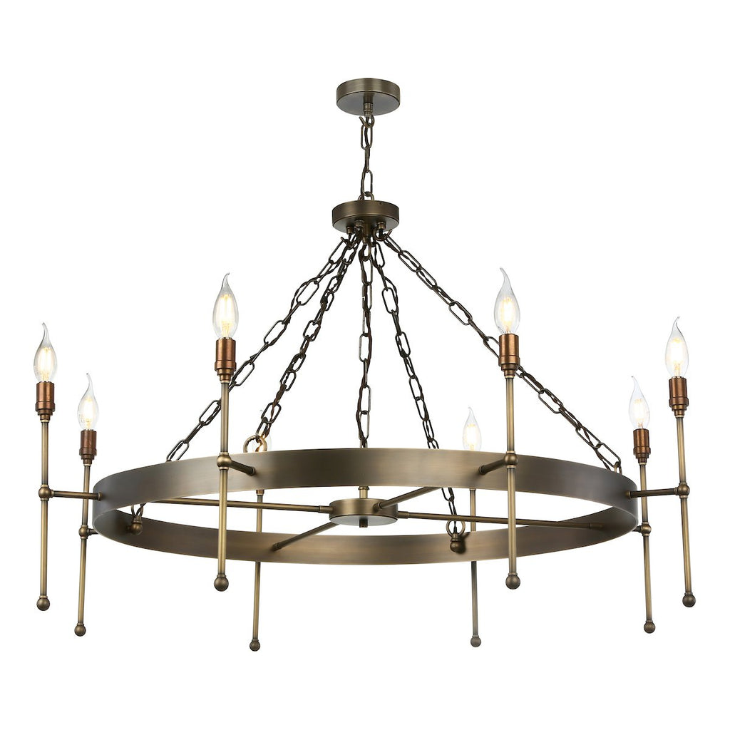 DURRELL 8 light pendant in antique brass by David Hunt Lighting