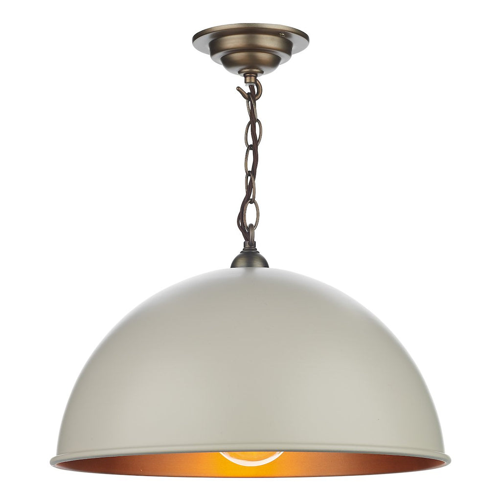 Ealing 1 Light Pendant in Cotswold cream with Antique brass inner by David Hunt Lighting