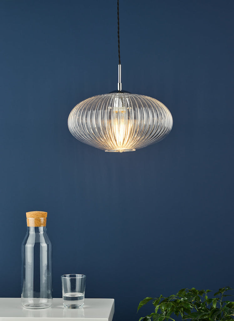 Dar Lighting - Edmond 1 Light Single Pendant Polished Chrome