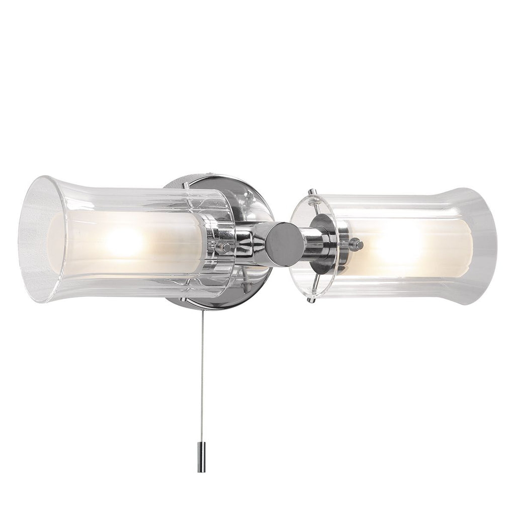 Elba Double Wall Light Polished Chrome IP44 by Dar Lighting