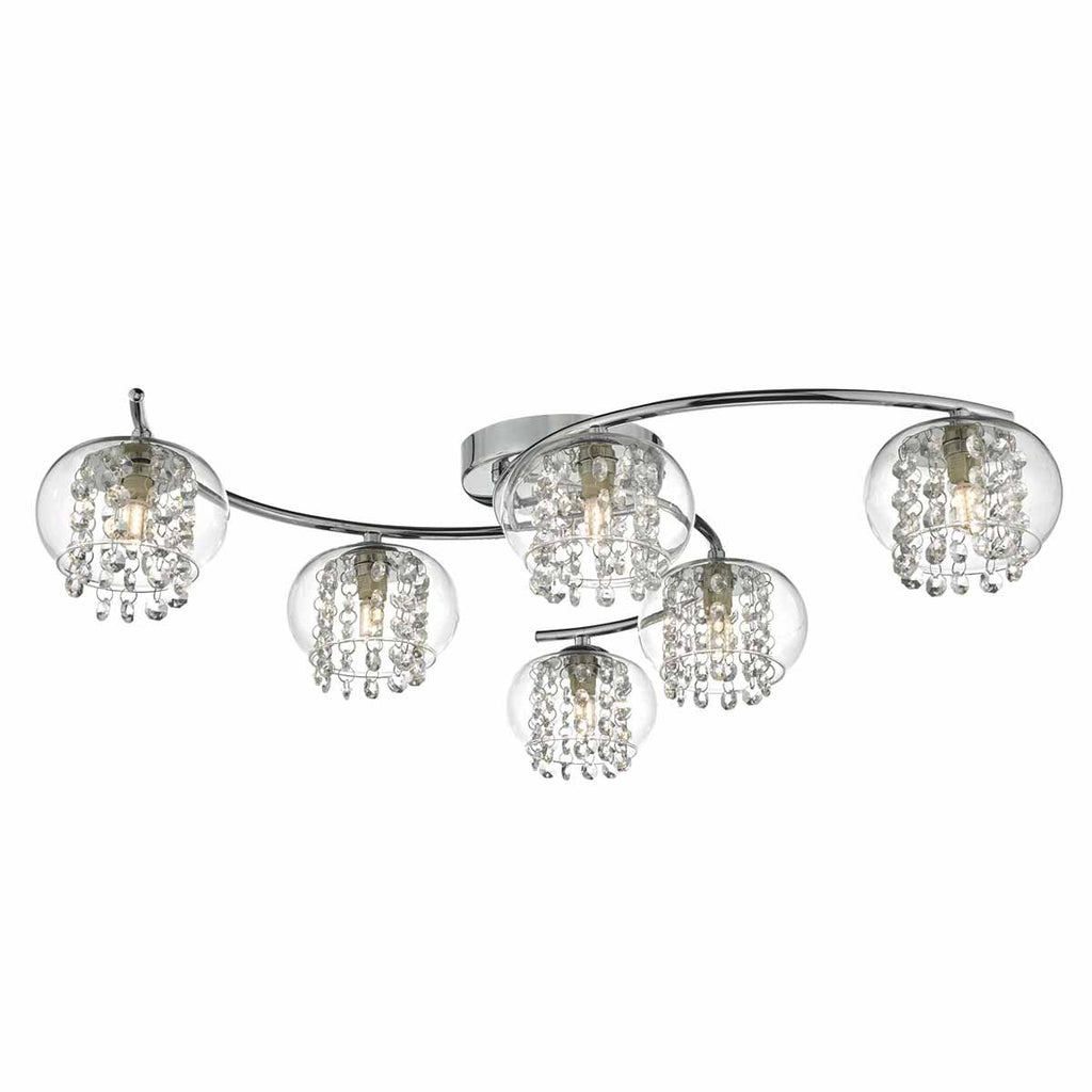 Elma 6lt Semi Flush Polished Chrome & Crystal by Dar Lighting