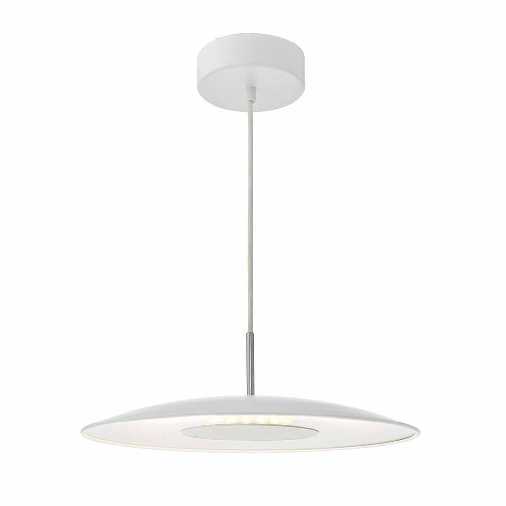 Enoch Pendant LED White & Stainless Steel by Dar Lighting