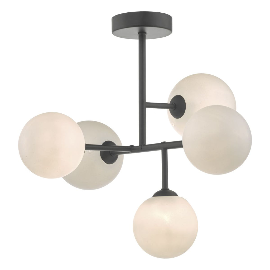 dar-lighting-euan-5lt-semi-flush-black-&-opal-glass