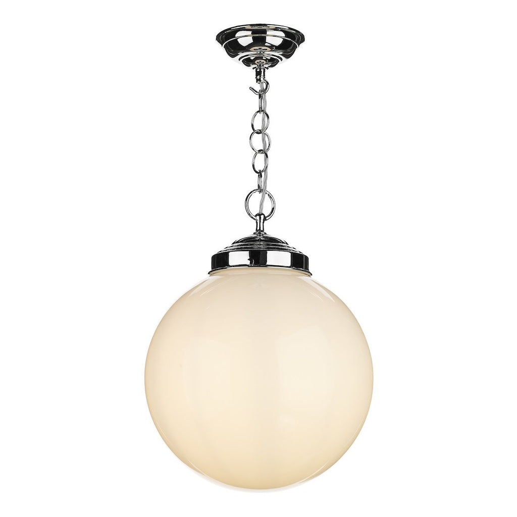 Fairfax 1 Light Pendant in Chrome comes with opal glass by David Hunt Lighting