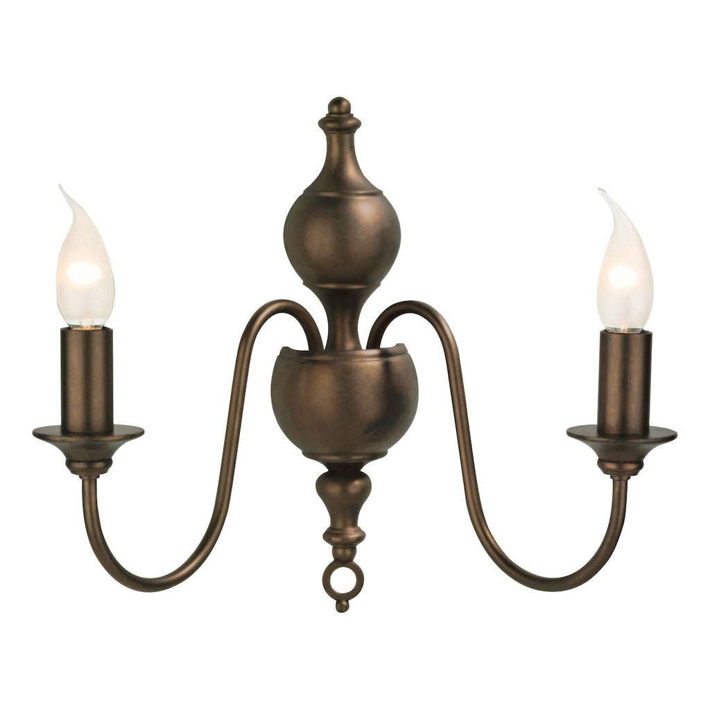 Flemish 2 Light Wall Light Bronze by David Hunt Lighting