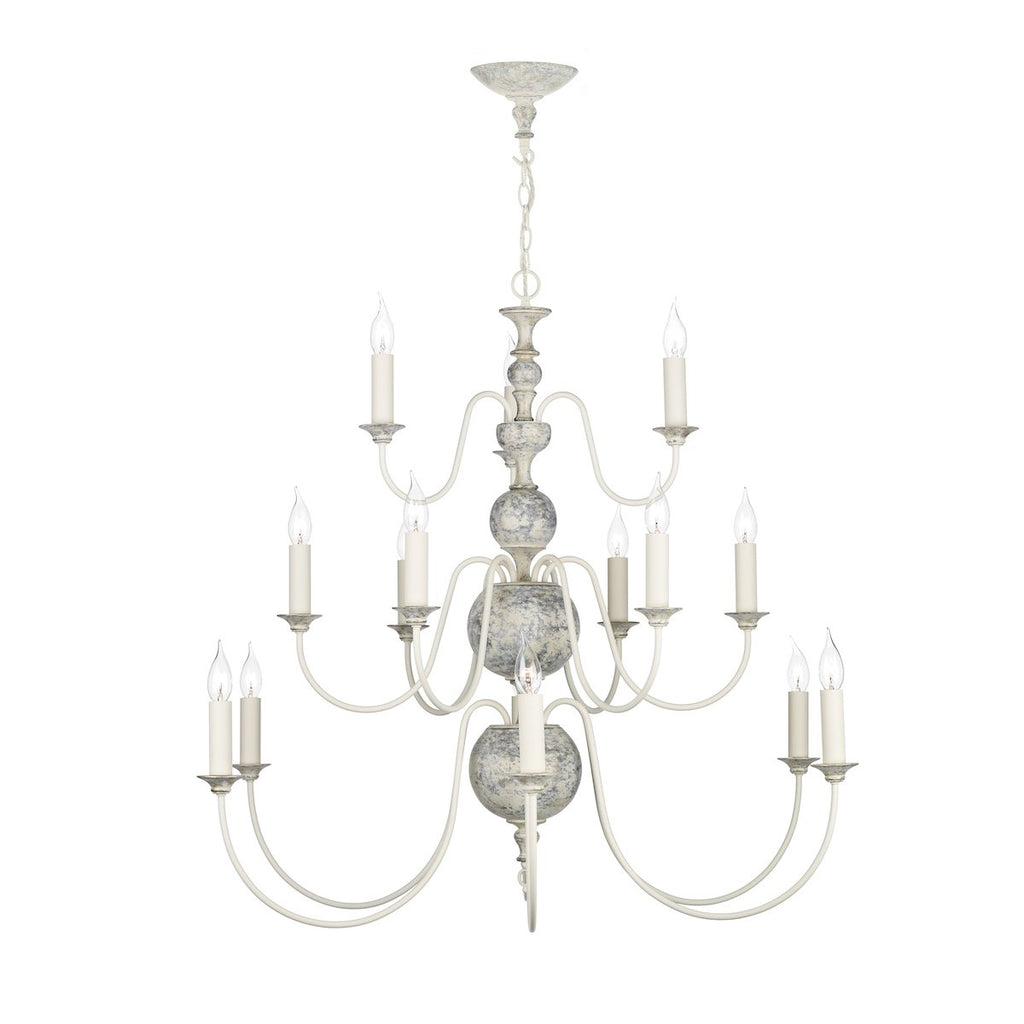 Flemish 15 Light Pendant Distressed Powder Grey/Gold by David Hunt Lighting