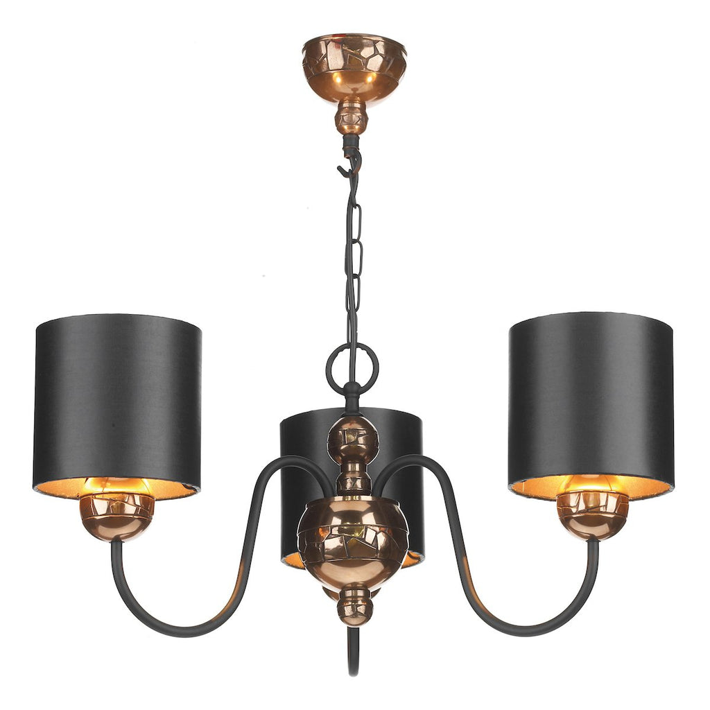 Garbo 3 Light Pendant Bronze complete with Black Bronze Shades by David Hunt Lighting