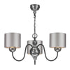 Garbo 3 Light Pendant Pewter complete with Black/Silver Shades by David Hunt Lighting