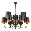 Garbo 9 Light Pendant in Bronze comes with bespoke shade by David Hunt Lighting