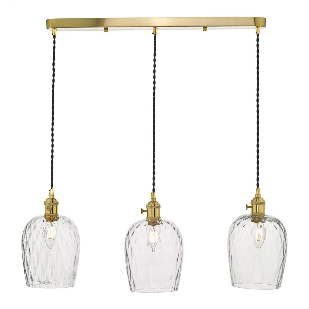 dar-lighting-hadano-3-light-suspension-natural-brass-with-dimpled-glass-shades