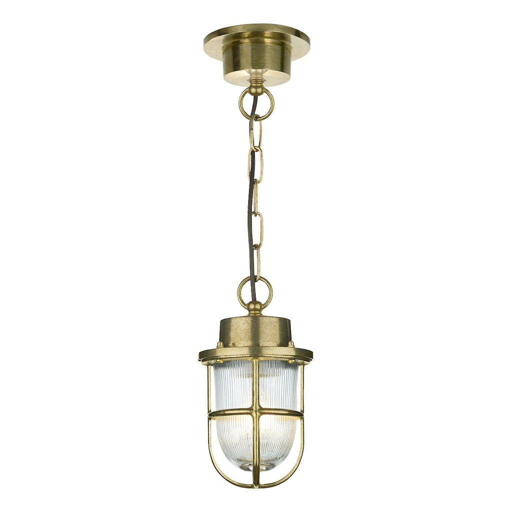 Harbour 1 Light Pendant Brass IP43 by David Hunt Lighting