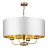 HUNTER 4 light pendant in butter brass with leather effect comes with shade by David Hunt Lighting