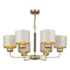 HUNTER 6 light pendant in butter brass with leather effect by David Hunt Lighting