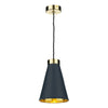 Hyde 1 Light Small Pendant in Polished Brass comes with Smoke Blue metal shade by David Hunt Lighting