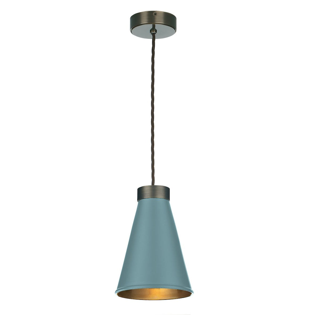 Hyde Single Small Pendant in Antique Brass comes with Black by David Hunt Lighting