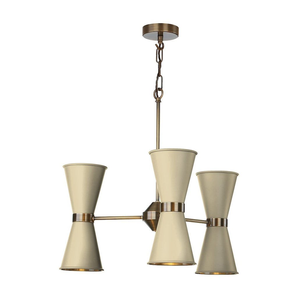 Hyde 6 Light Pendant in Antique Brass comes with Cotswold Cream metal shade by David Hunt Lighting