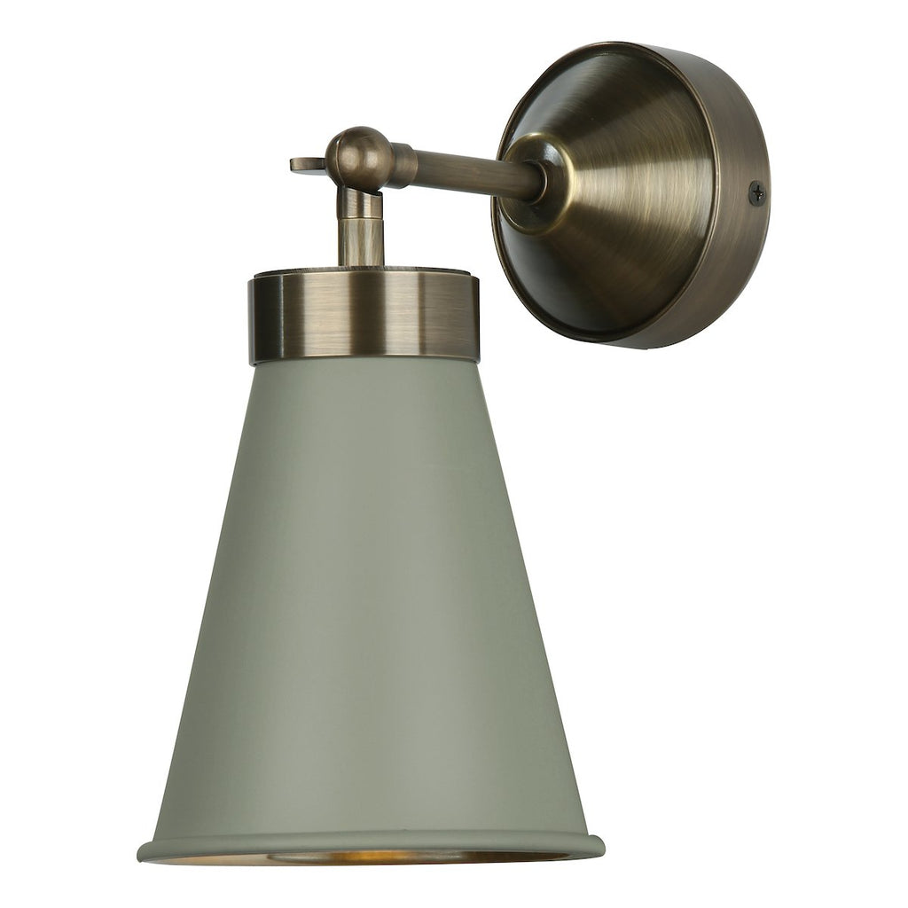 Hyde Single Wall Light Polished Brass comes with Powder Grey metal shade by David Hunt Lighting