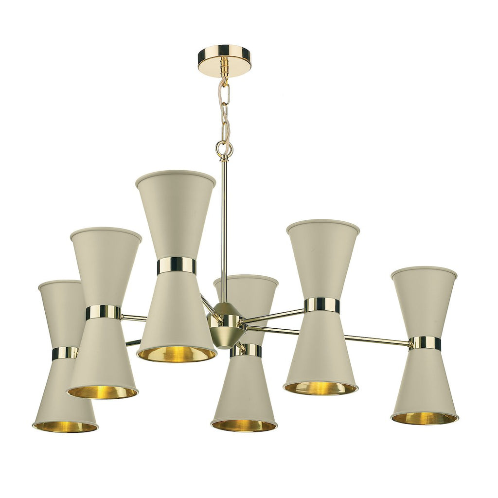 Hyde 12 Light Pendant Polished Brass comes with Pebble metal shade by David Hunt Lighting