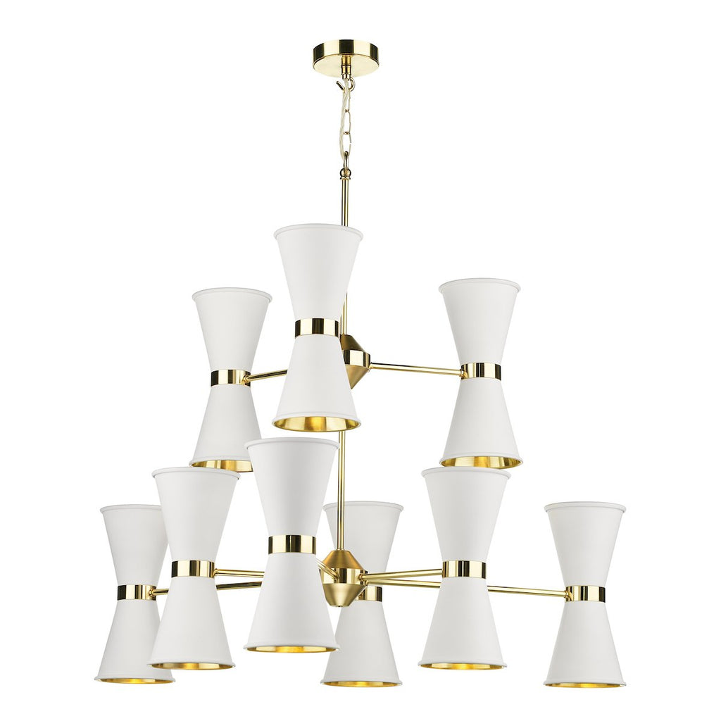 Hyde 18 Light Pendant Polished Brass comes with Arctic White metal shade by David Hunt Lighting