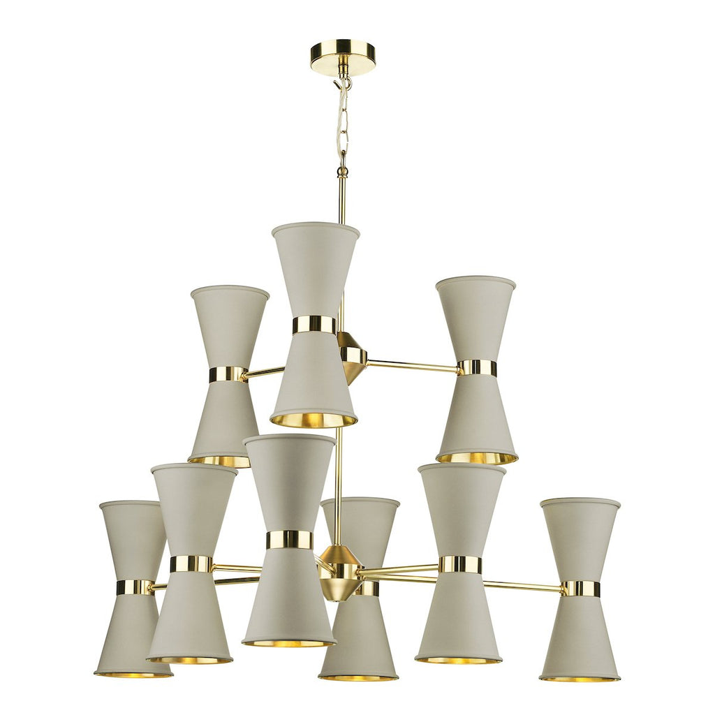 Hyde 18 Light Pendant Polished Brass comes with Pebble metal shade by David Hunt Lighting