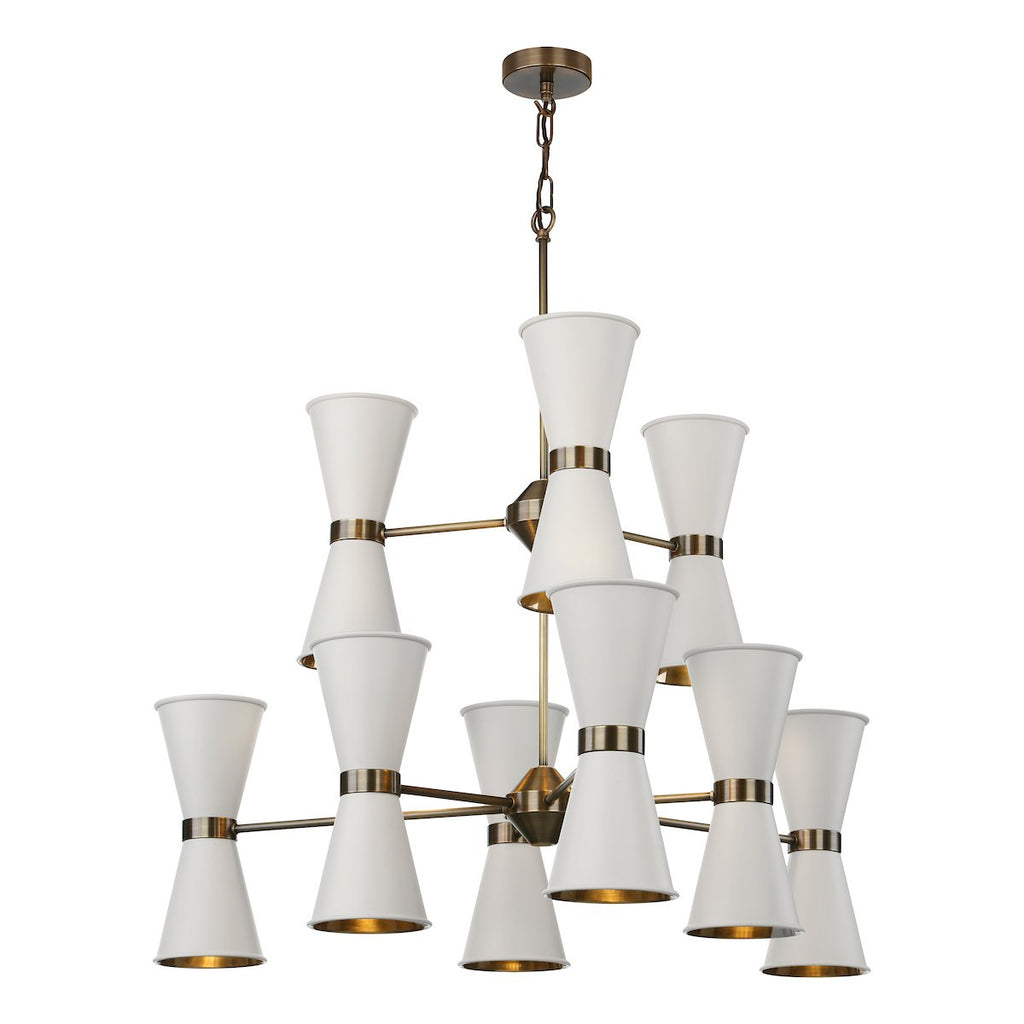 Hyde 18 Light pendant in Chrome comes with Arctic white metal shades by David Hunt Lighting