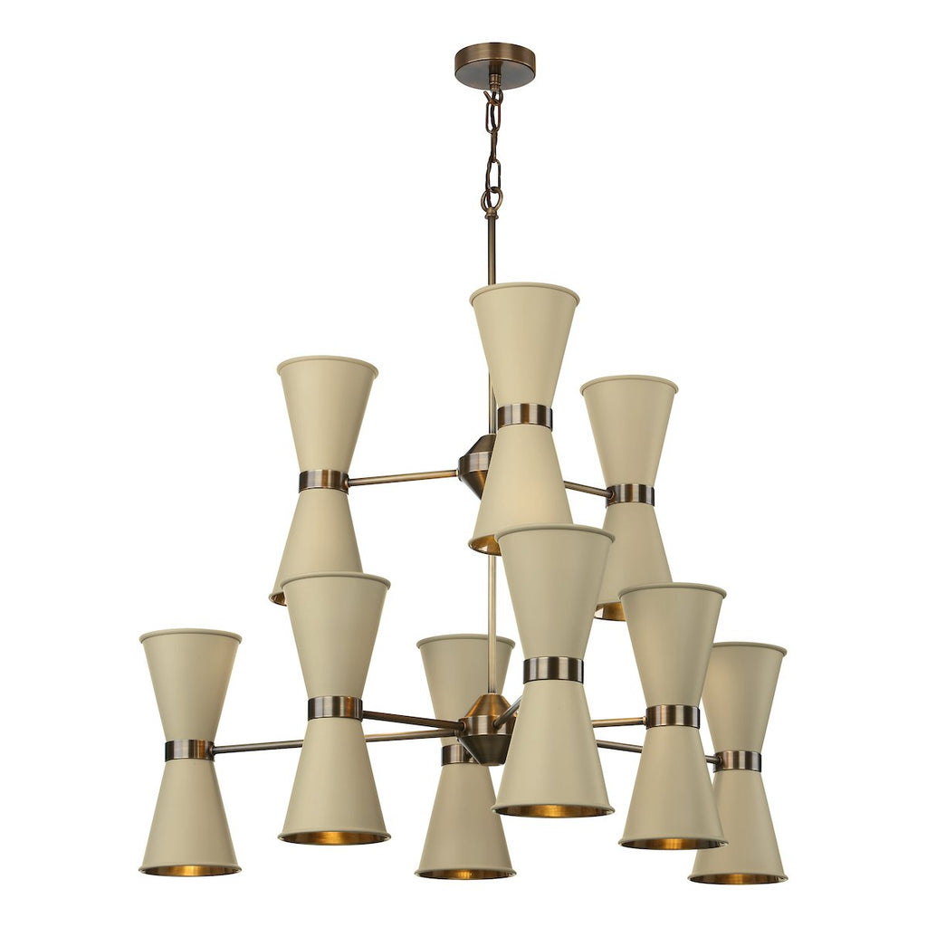 Hyde 18 Light Pendant Antique Brass comes with Cotswold Cream metal shade by David Hunt Lighting