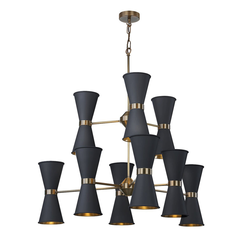 Hyde 18 Light Pendant Antique Brass comes with Smoke Blue metal shade by David Hunt Lighting