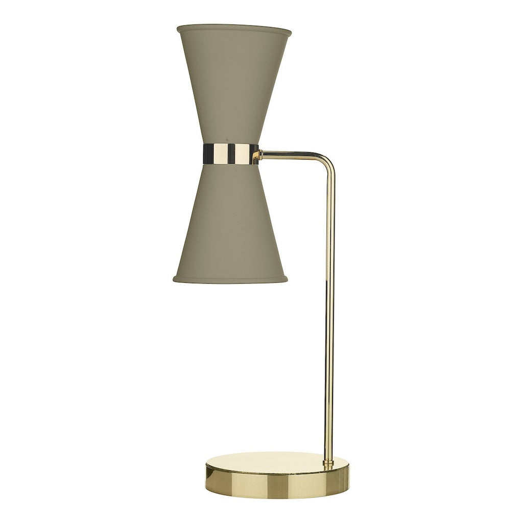 Hyde 2Lt Table Lamp Polished Brass with Pebble metal shade by David Hunt Lighting