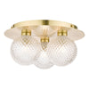 Prague 3lt Flush Bathroom Light Glass Satin Brass IP44 by Laura Ashley