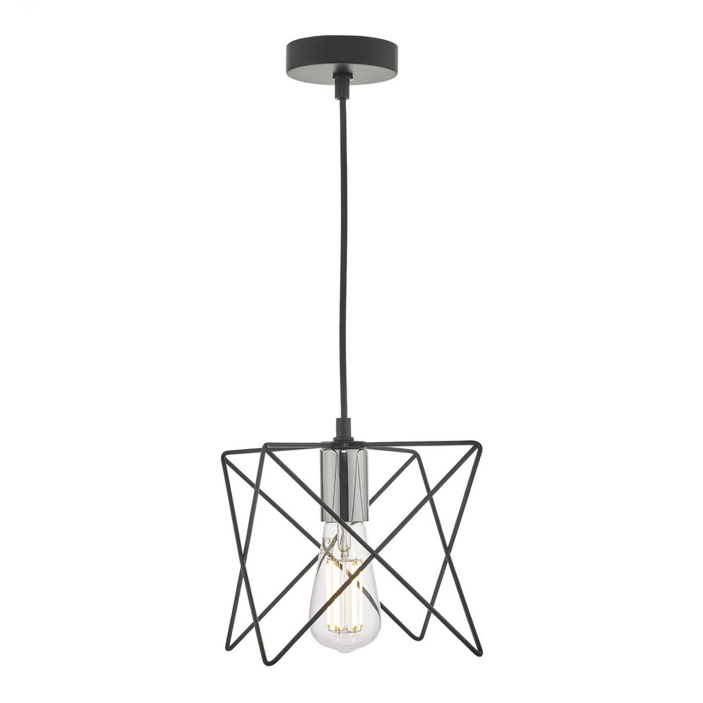 dar-lighting-midi-1-light-pendant-black-and-polished-chrome