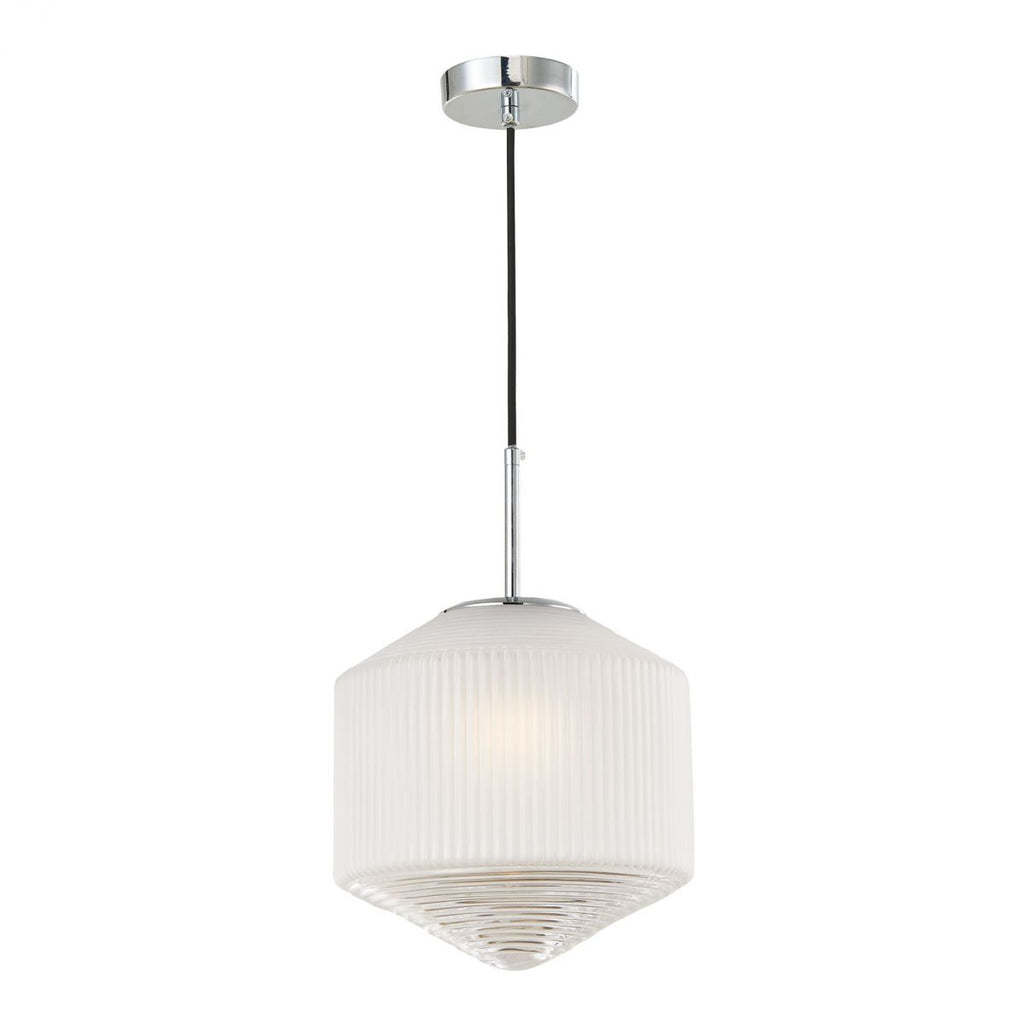 dar-lighting-nisha-1-light-pendant-polished-chrome-and-frosted/clear-glass