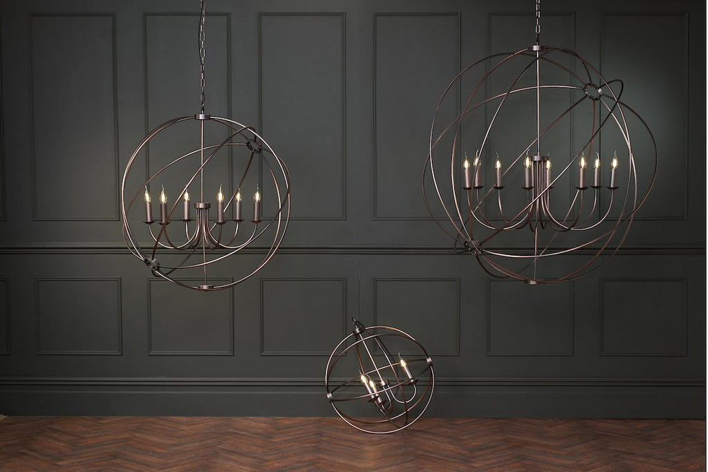 Orb 5 Light 600mm Pendant Antique Copper by David Hunt Lighting