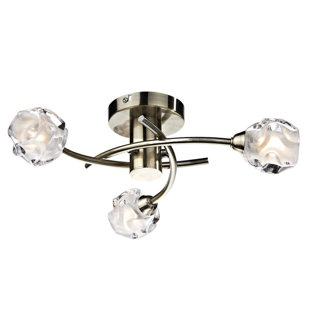 Seattle 3 Light Semi Flush Antique Brass by Dar Lighting