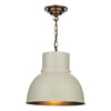 SHOREDITCH Single small pendant Cotswold cream with antique brass inner by David Hunt Lighting