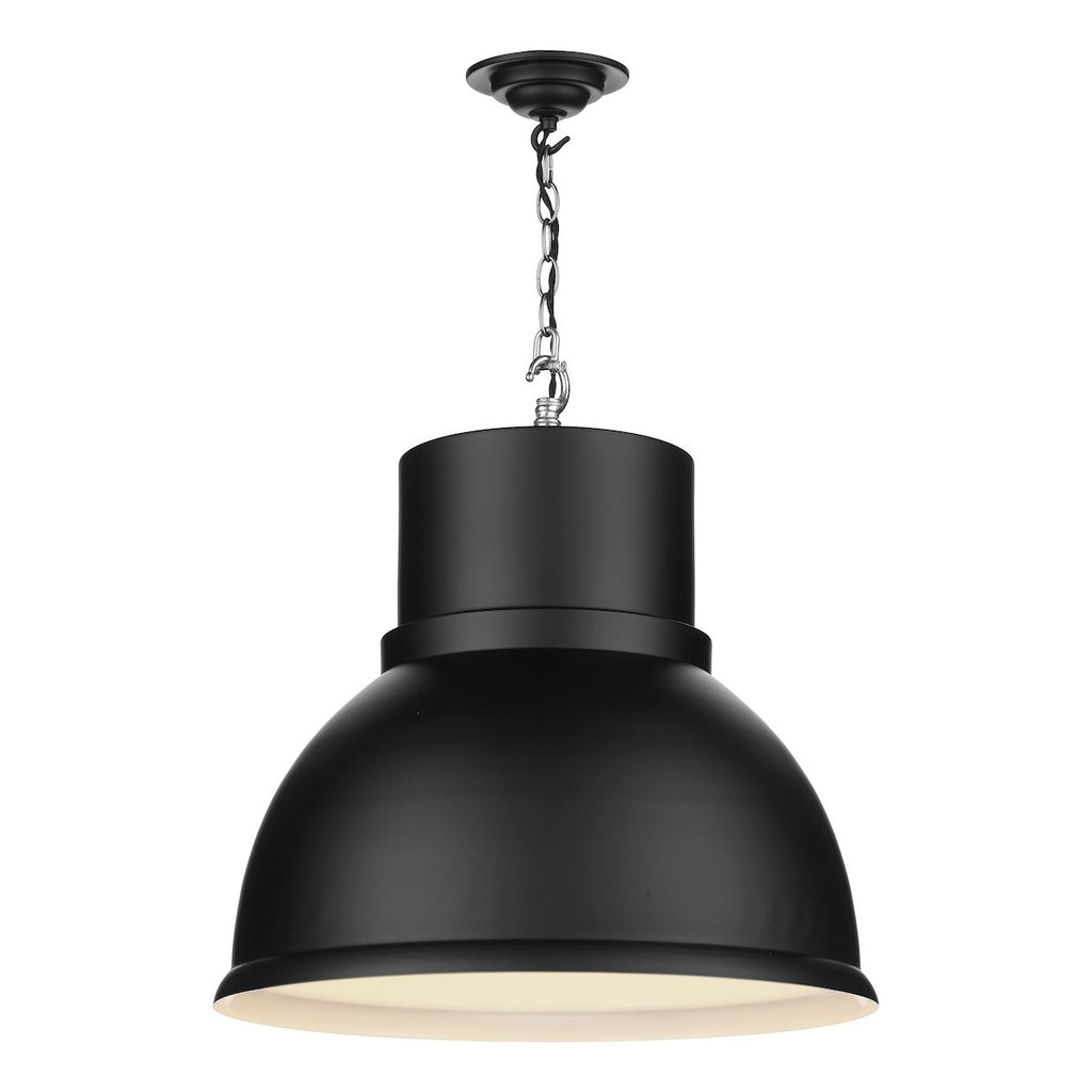 SHOREDITCH Single large pendant Smoke blue / brushed chrome inner by David Hunt Lighting