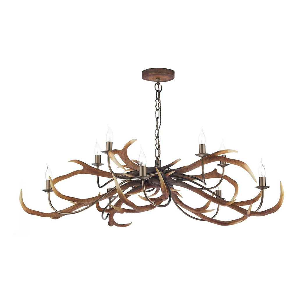 Stag 10 Light Rustic Pendant by David Hunt Lighting