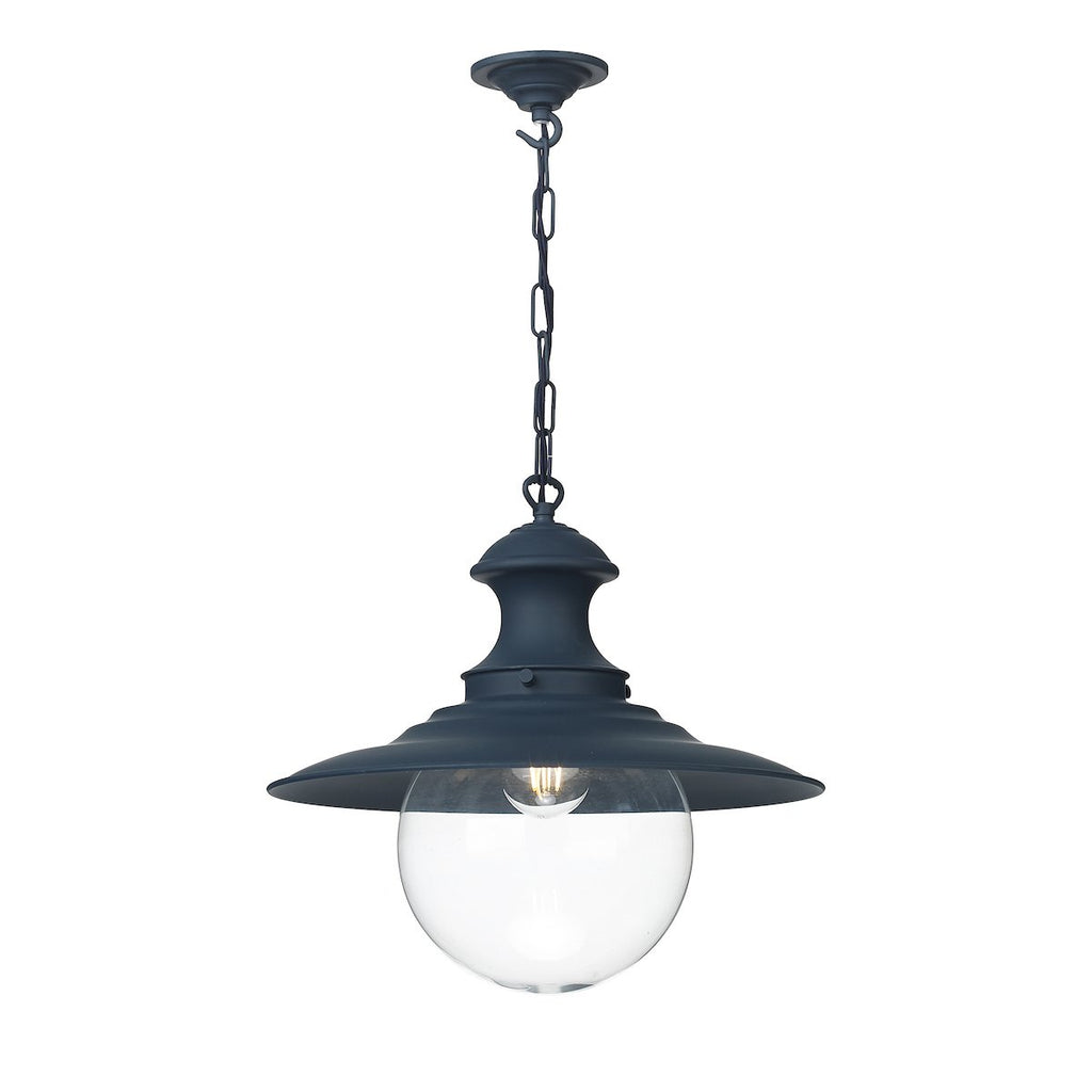 Station Large Pendant Smoke Blue by David Hunt Lighting