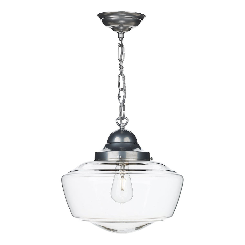 Stowe 1 Light Satin Chrome Opal Pendant by David Hunt Lighting