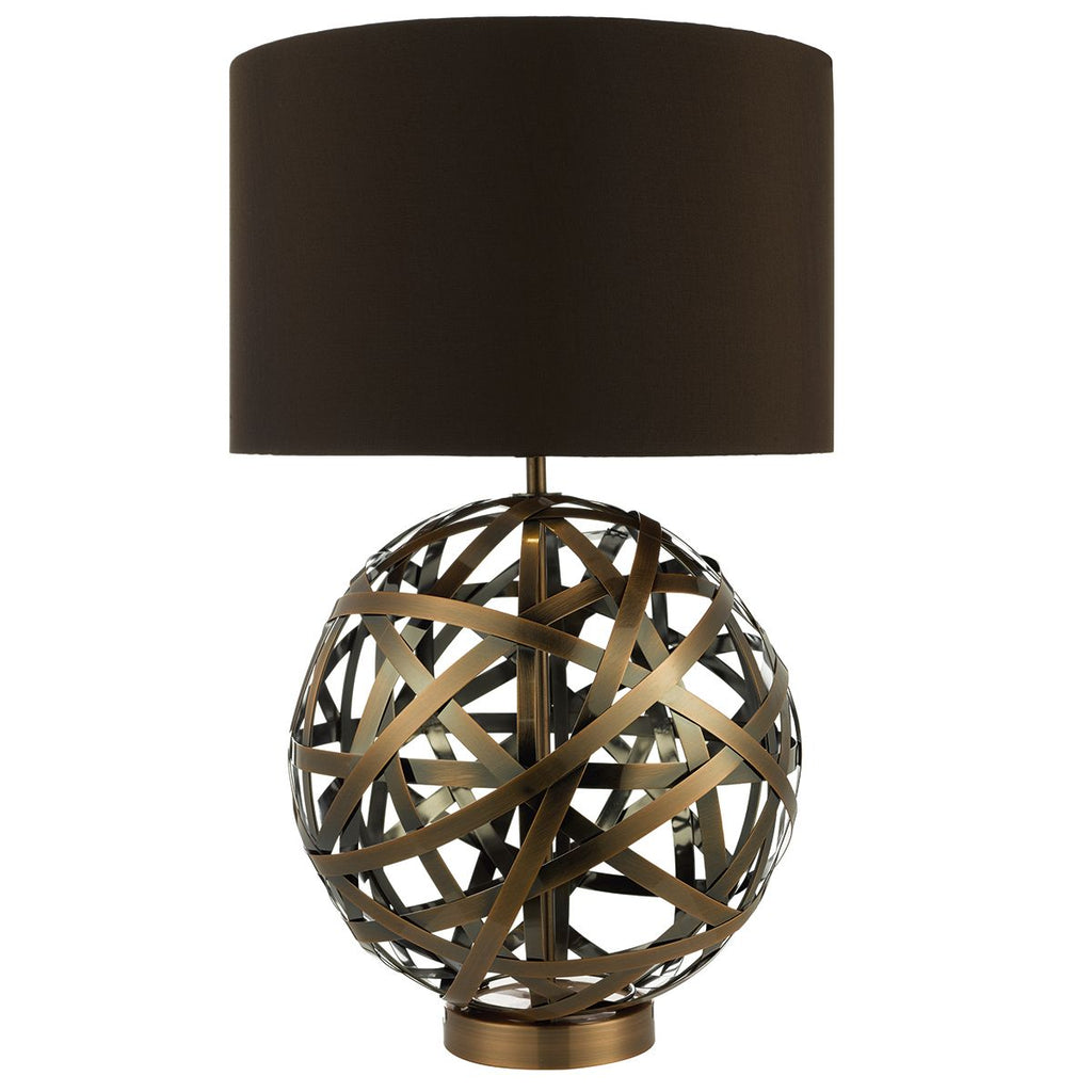 Voyage TL Woven Antique Copper Ball with Matching Lined Shade. by Dar Lighting