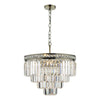 Vyana 4 Light 4 Tier Pendant Antique Brass and Crystal Droppers by Dar Lighting