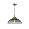 WEBSTER 1 light pendant smoked glass with satin chrome by David Hunt Lighting